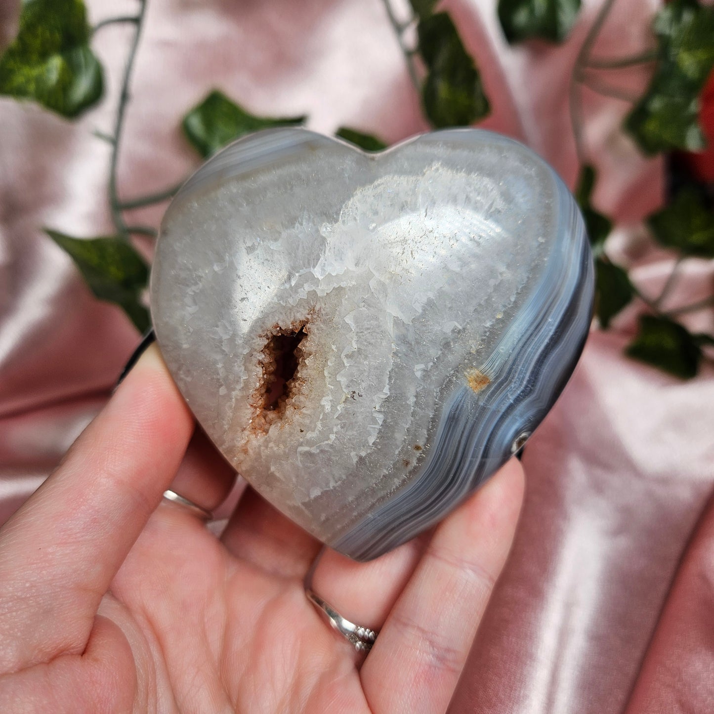 Orca agate druzy heart