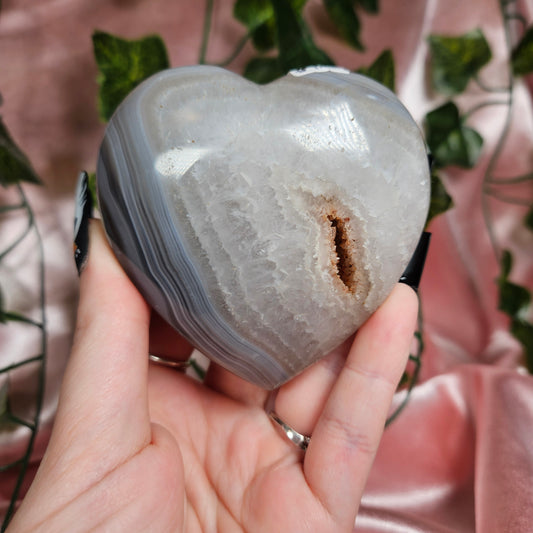 Orca agate druzy heart