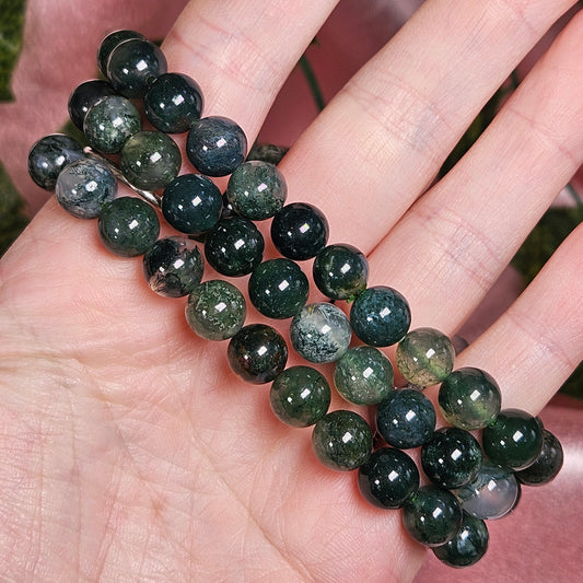 Moss agate 8mm bracelet