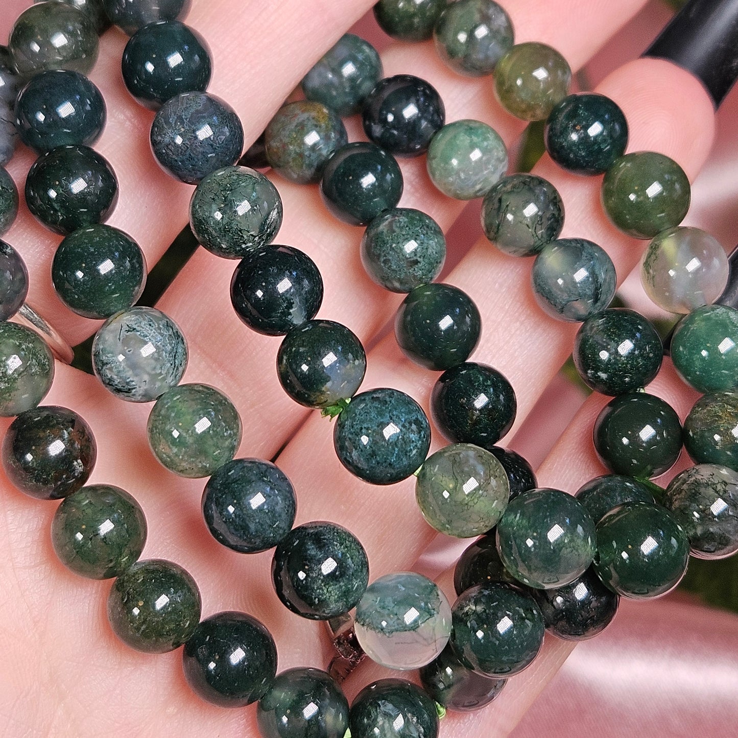 Moss agate 8mm bracelet