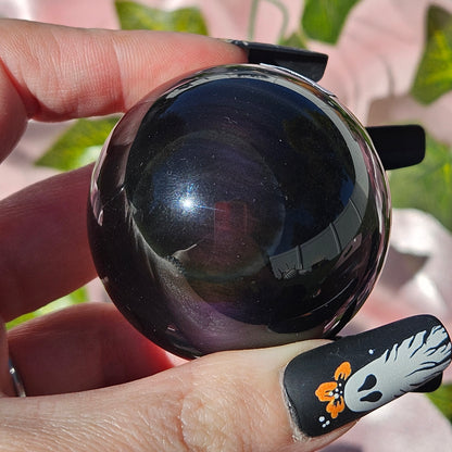 Rainbow obsidian sphere