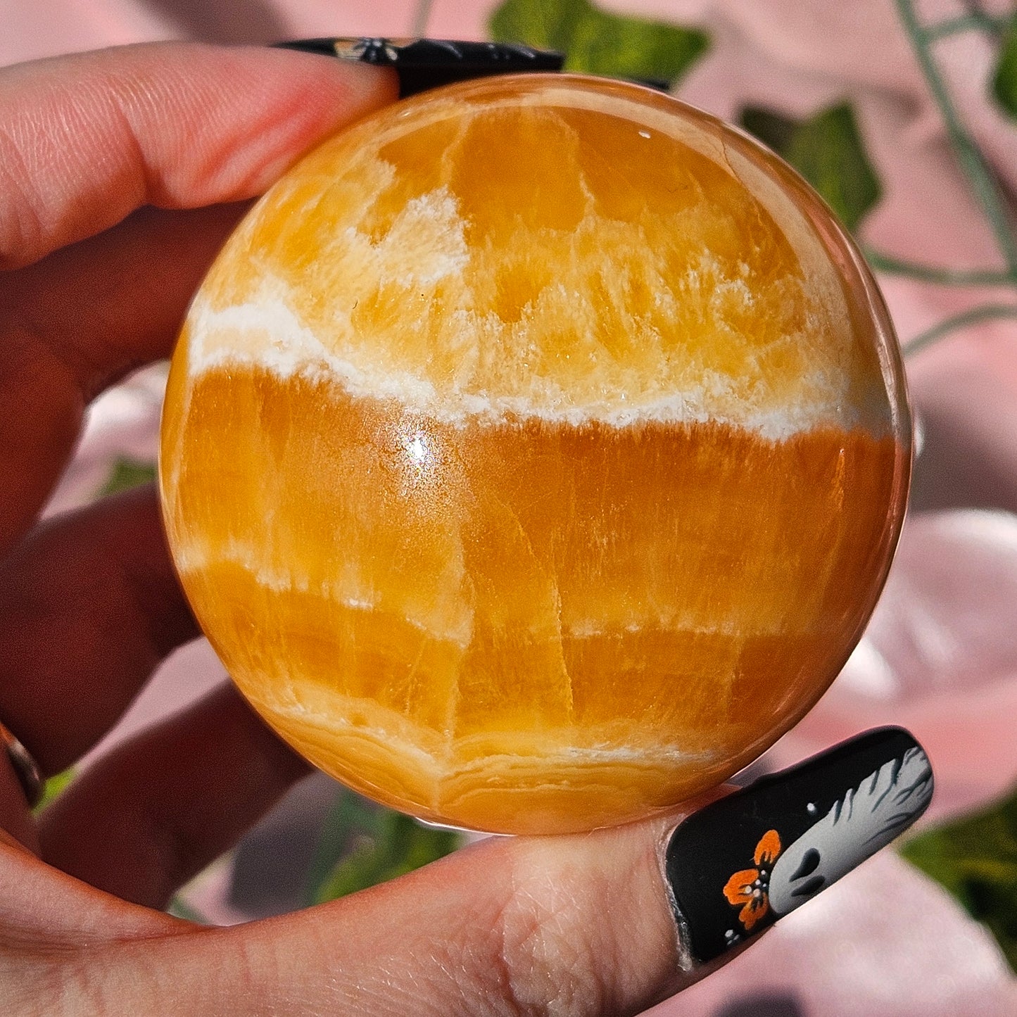 Orange calcite sphere