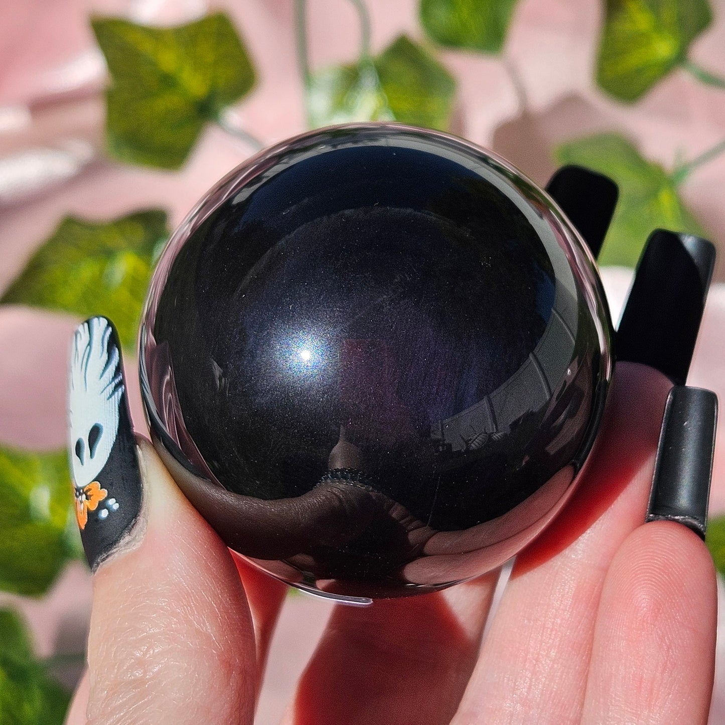 Rainbow obsidian sphere