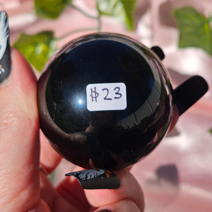 Rainbow obsidian sphere