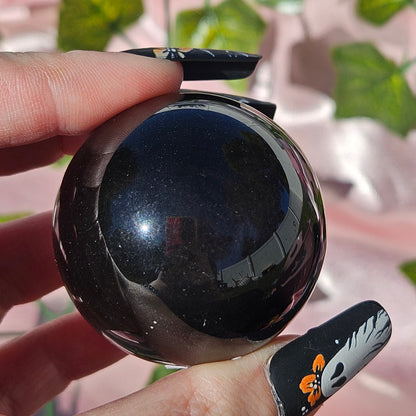 Rainbow obsidian sphere