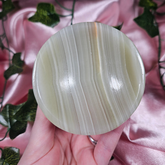 Banded green onyx trinket bowl