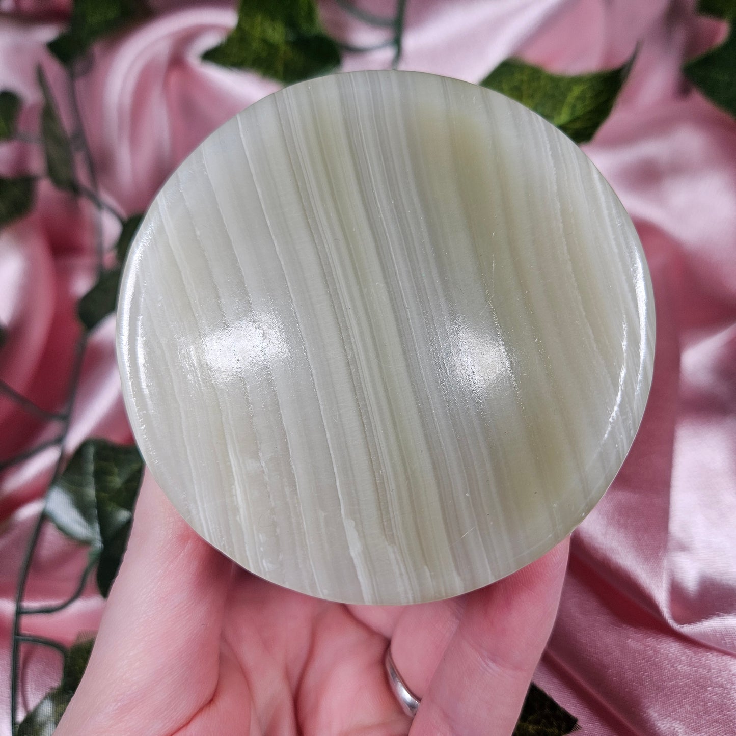 Banded green onyx trinket bowl