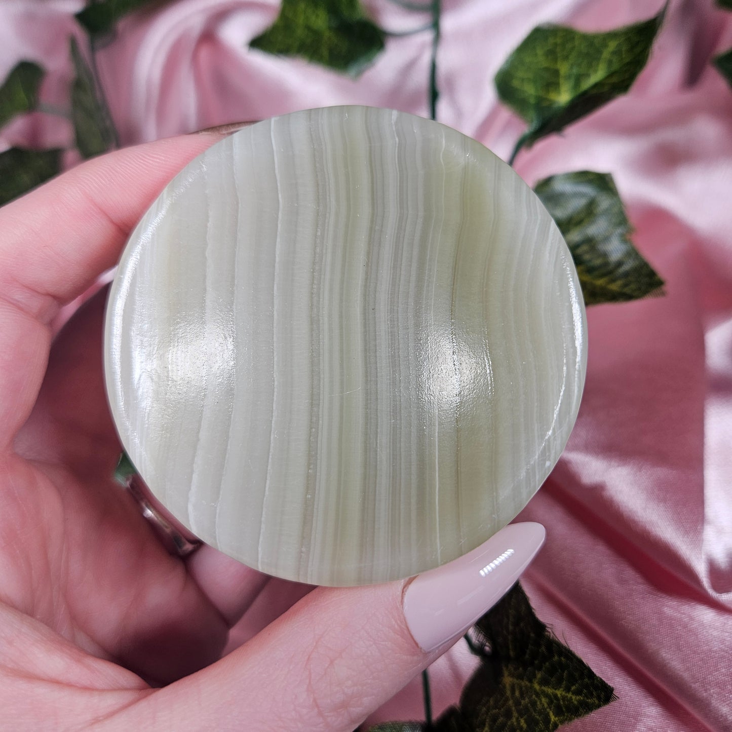 Banded green onyx trinket bowl