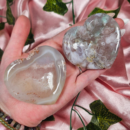 Flower agate heart trinket bowl