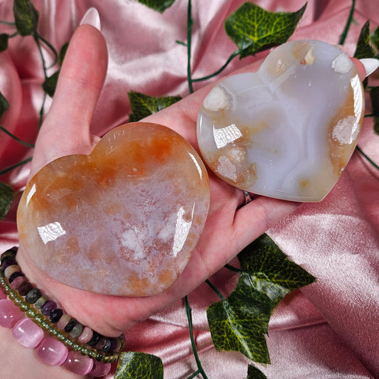 Flower agate heart trinket bowl
