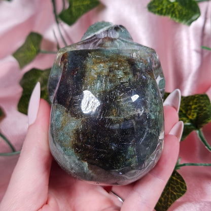 Moss agate skull