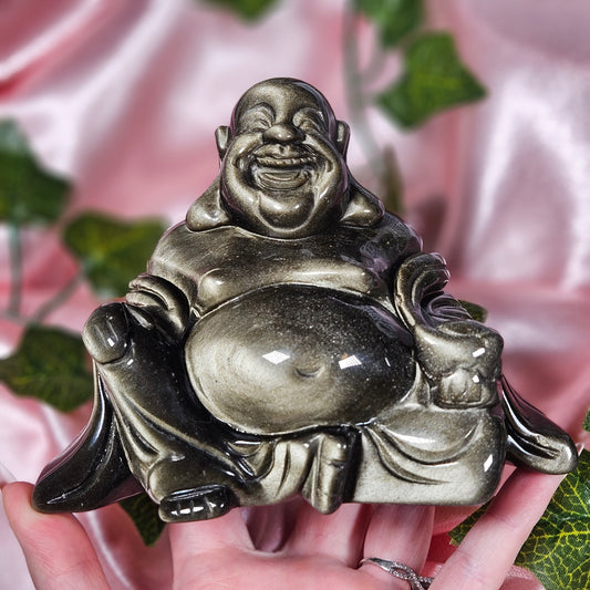 Gold sheen obsidian buddah