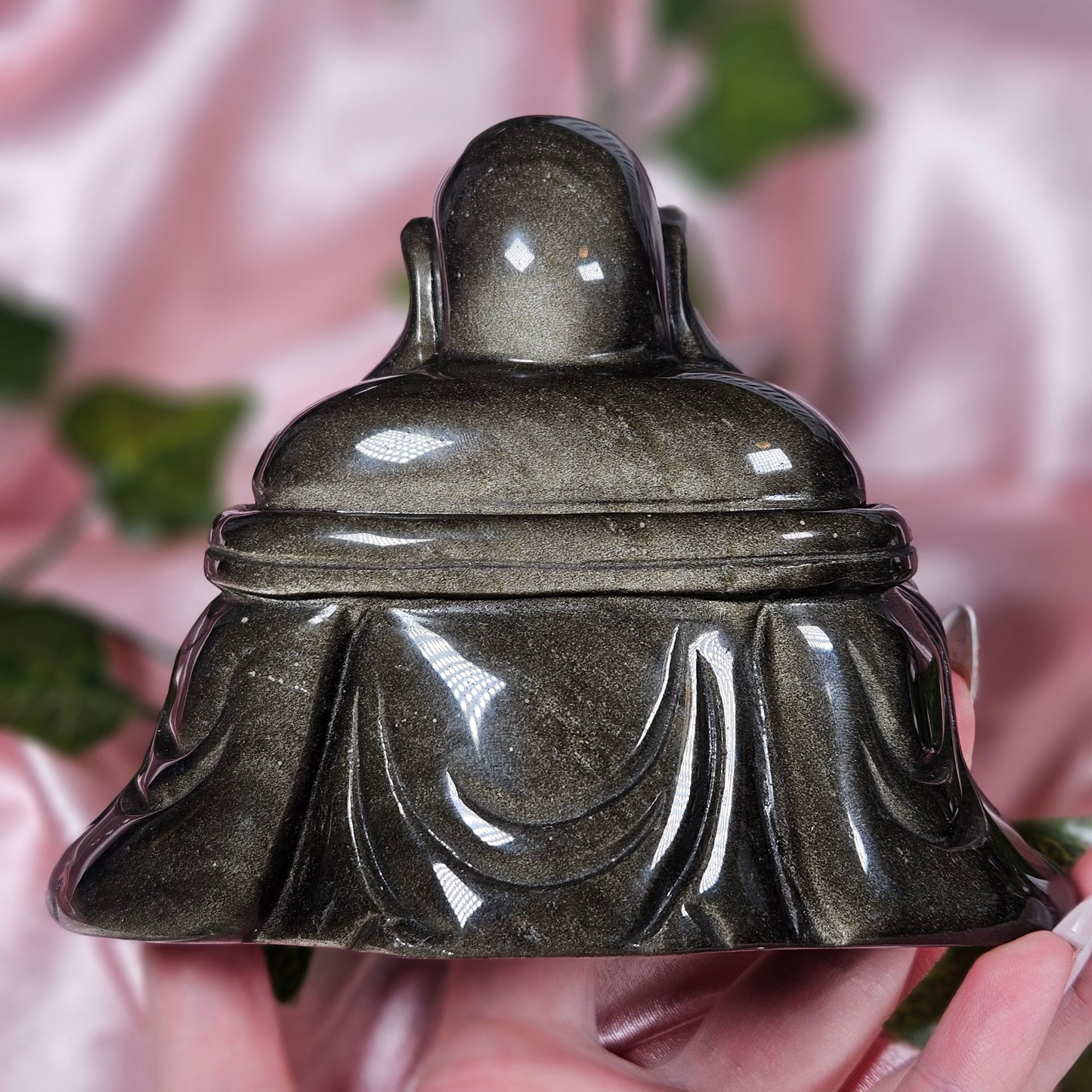 Gold sheen obsidian buddah