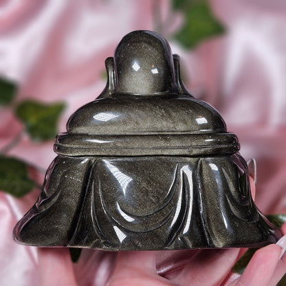Gold sheen obsidian buddah