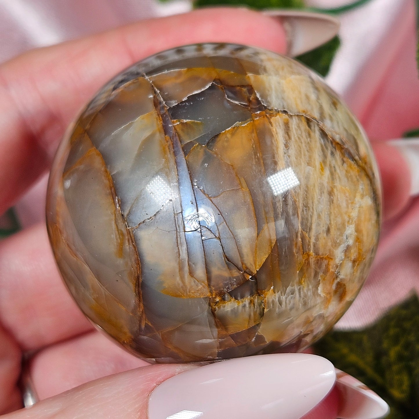 Peach moonstone sphere
