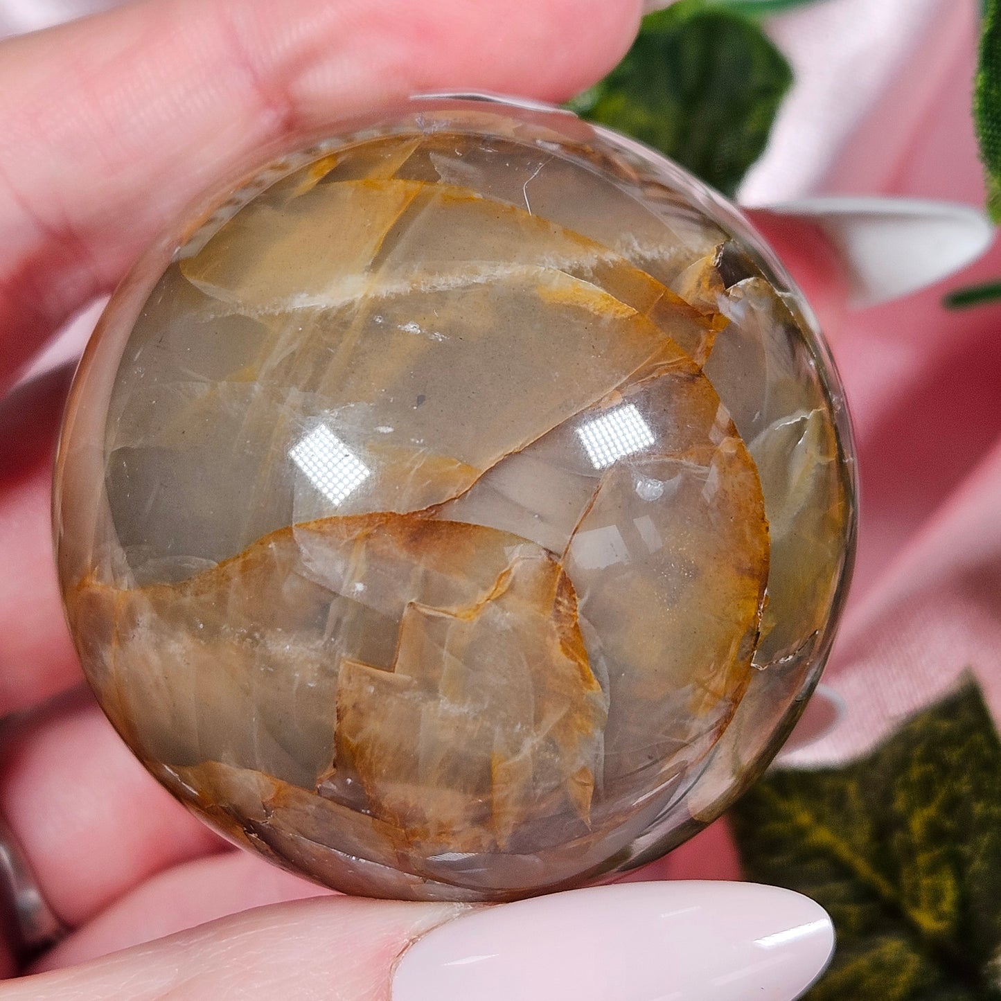 Peach moonstone sphere