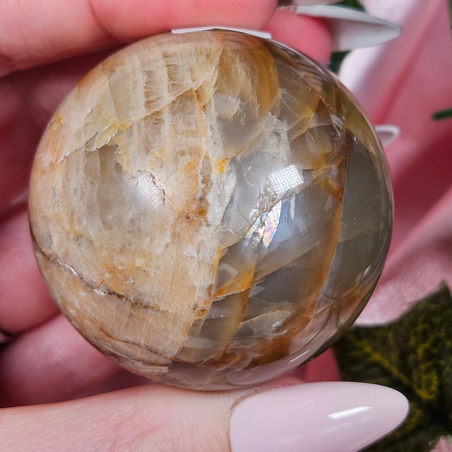 Peach moonstone sphere