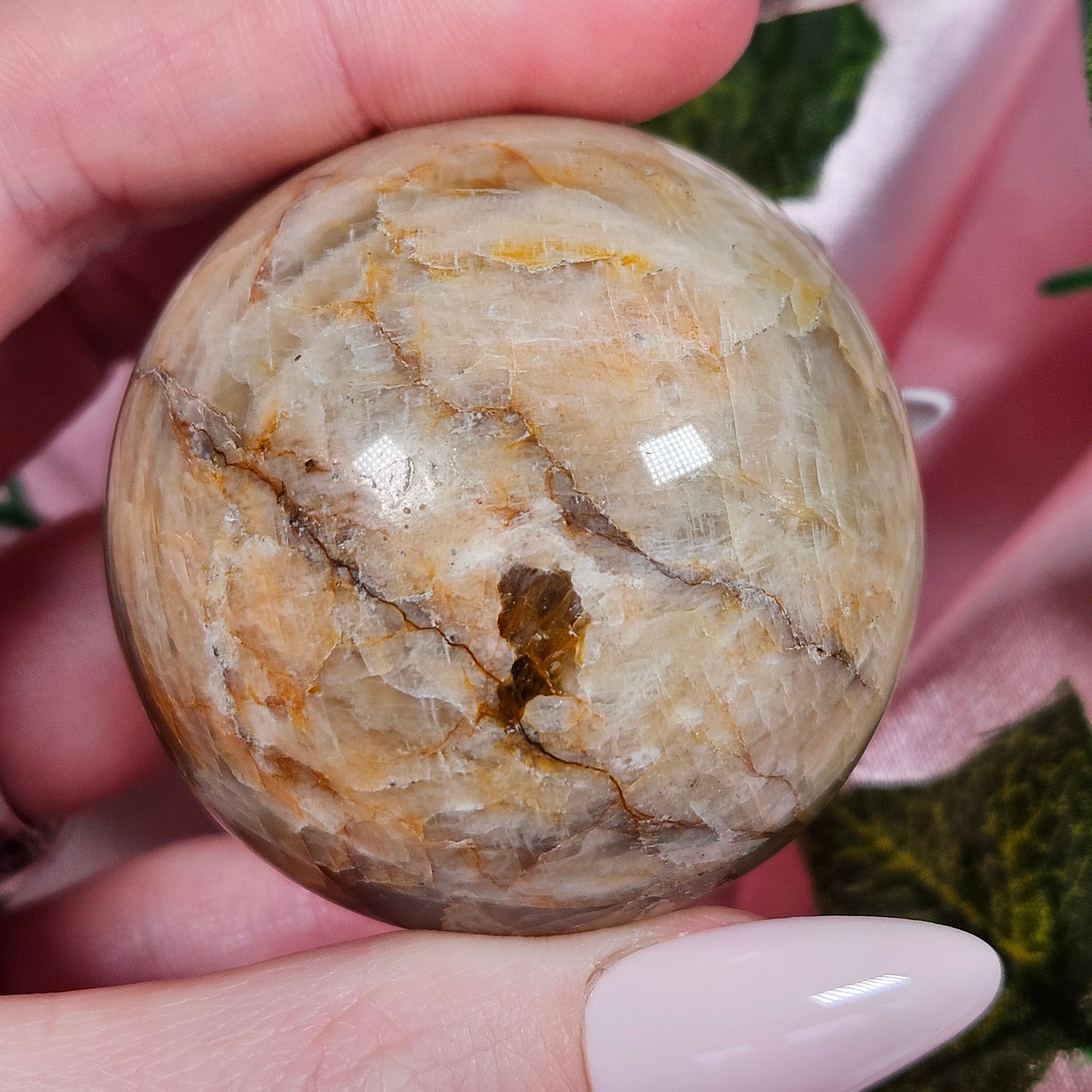 Peach moonstone sphere