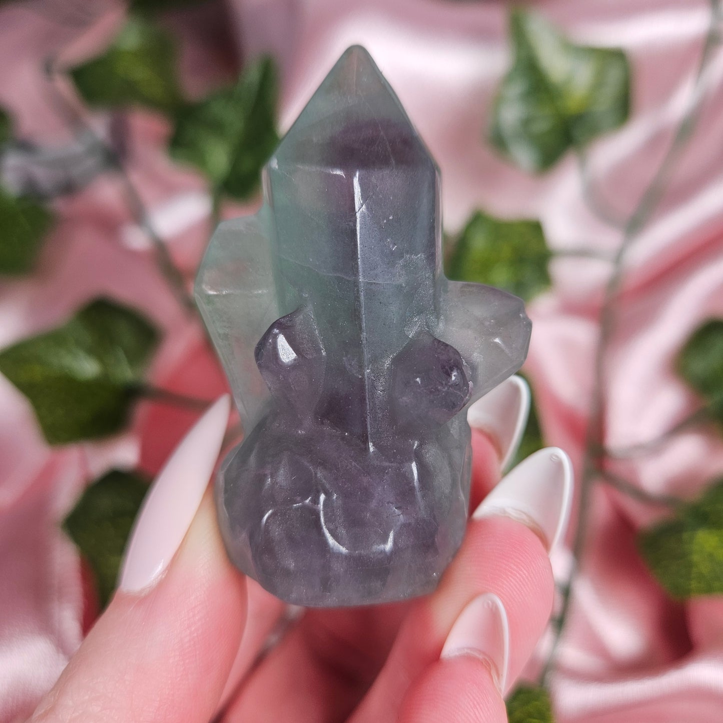 Fluorite crystal cluster carving