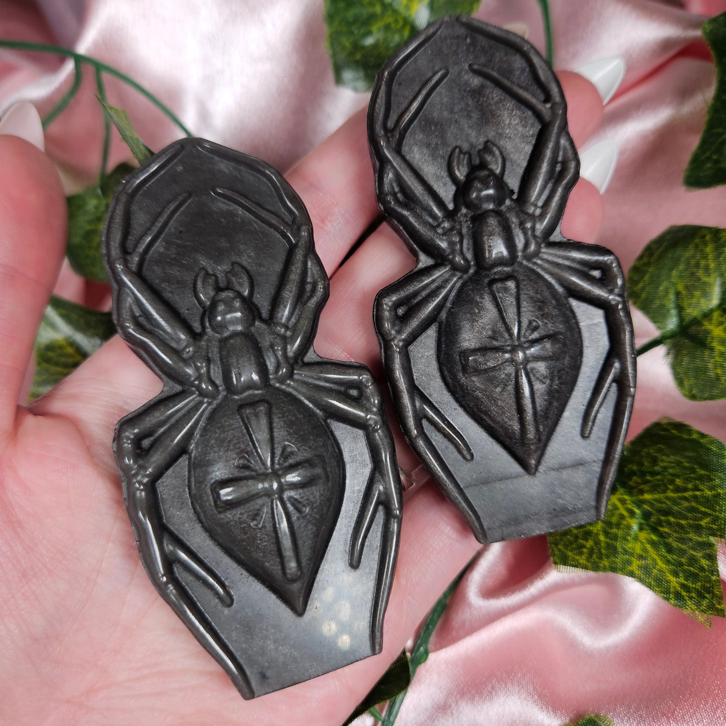 Silver Sheen obsidian spider