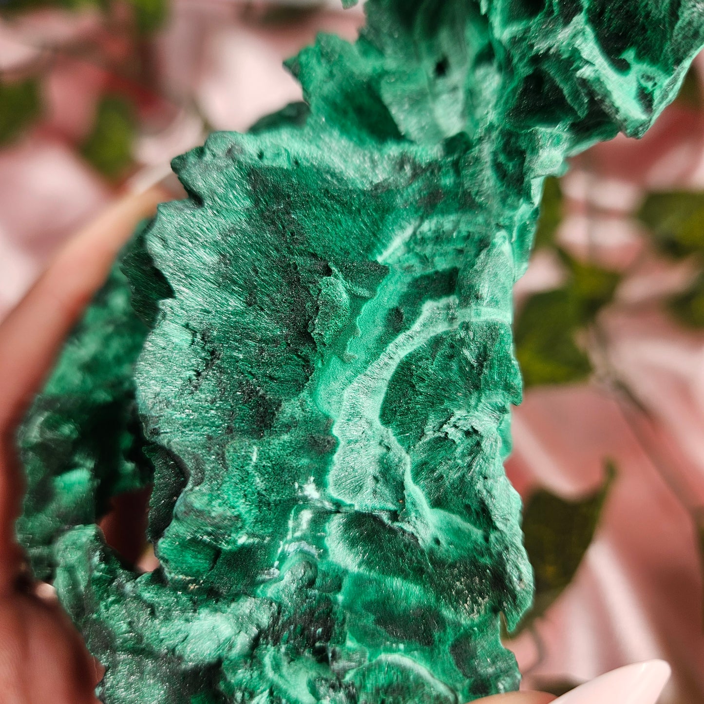 Fibrous malachite statment piece