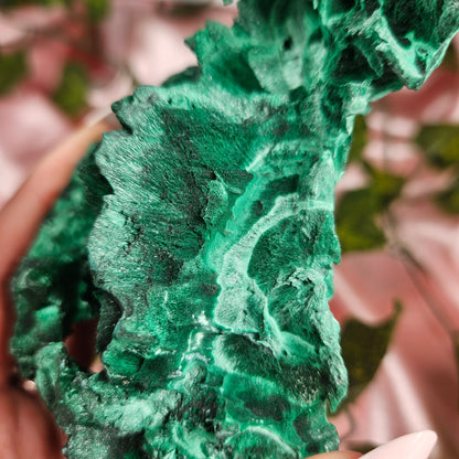 Fibrous malachite statment piece