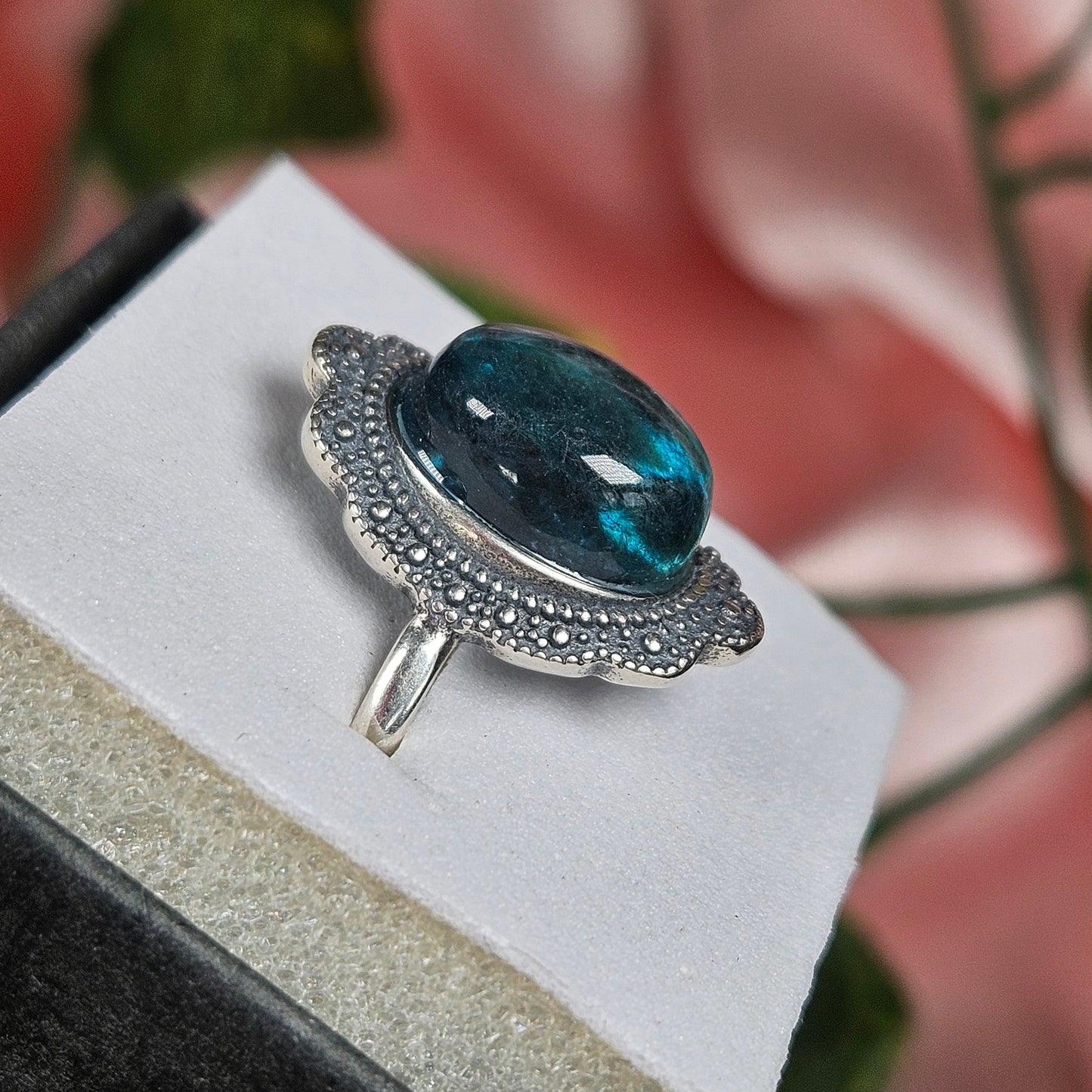 Adjustable S925 fluorite ring