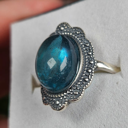 Adjustable S925 fluorite ring
