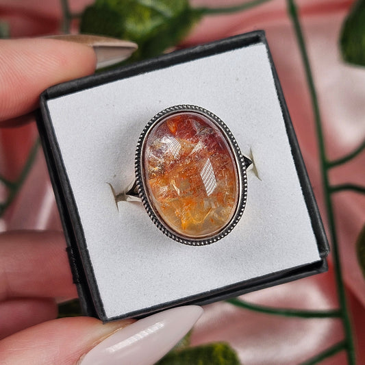 Adjustable S925 high quality fire quartz ring