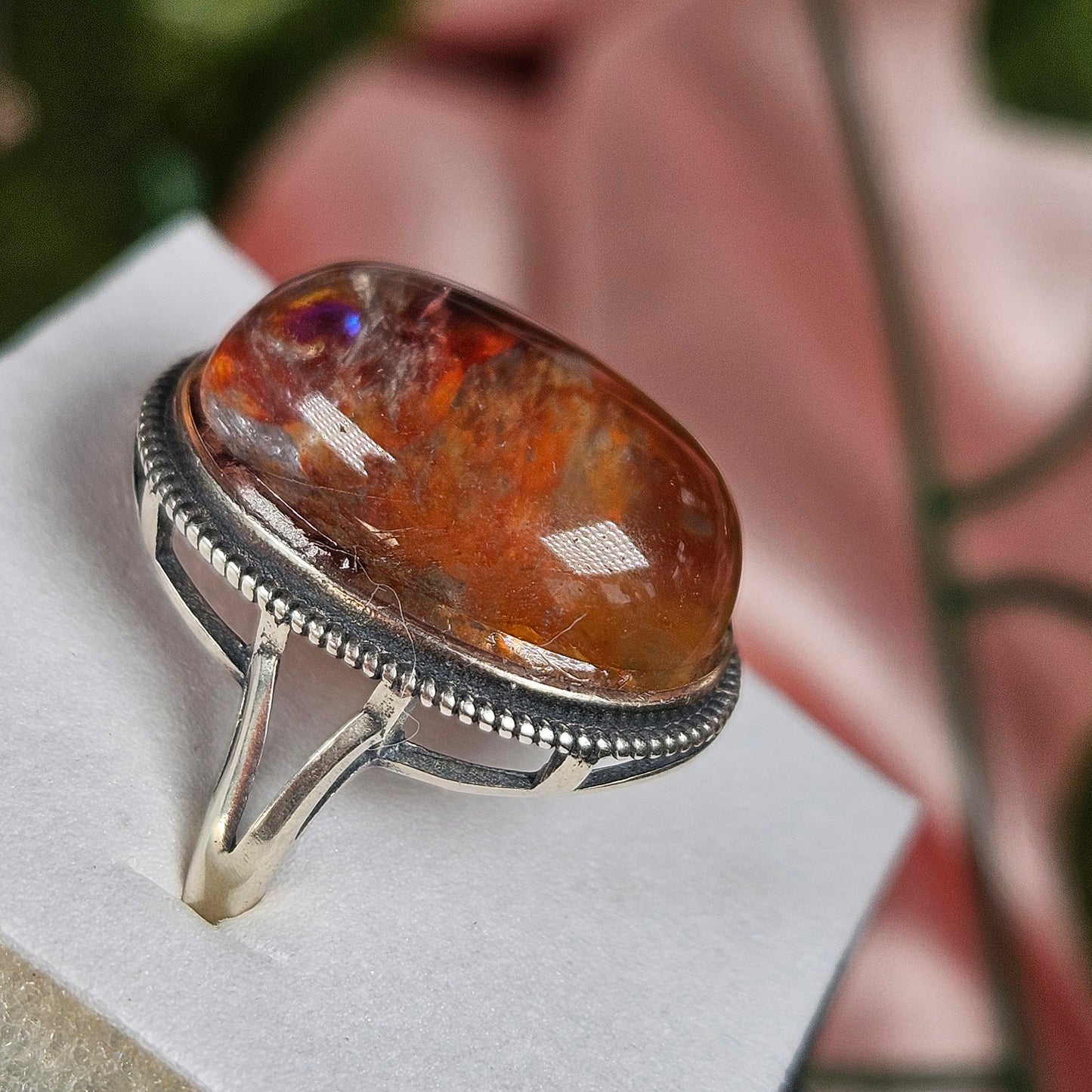 Adjustable S925 high quality fire quartz ring