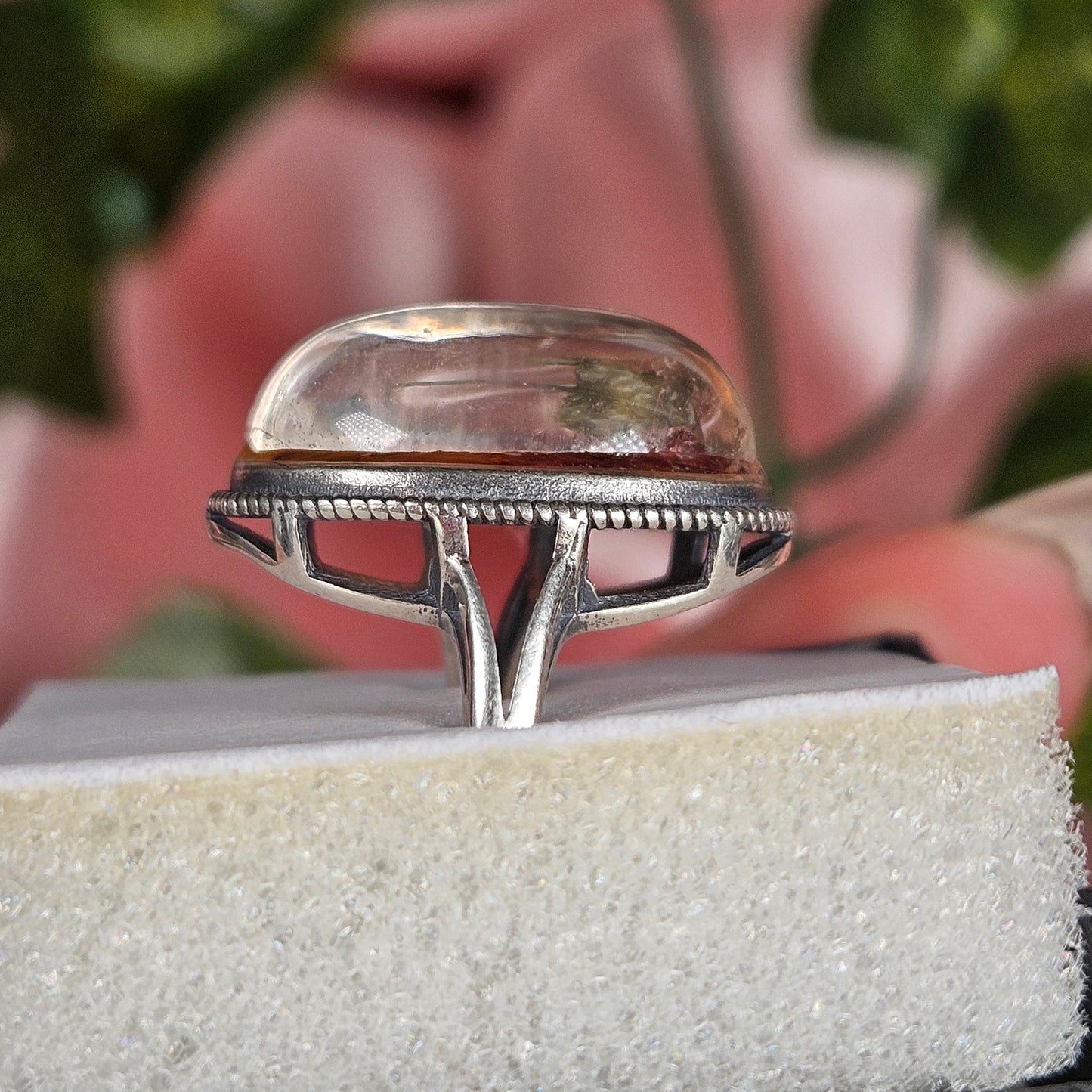 Adjustable S925 high quality fire quartz ring