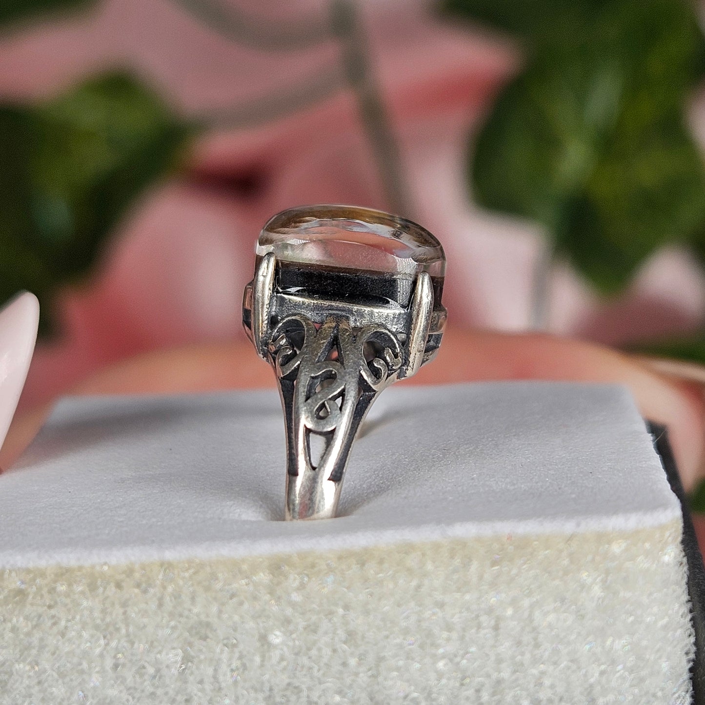 Adjustable S925 ammolite ring