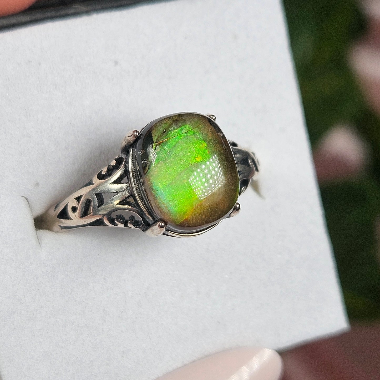 Adjustable S925 ammolite ring