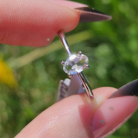 Clear quartz adjustable S925 ring