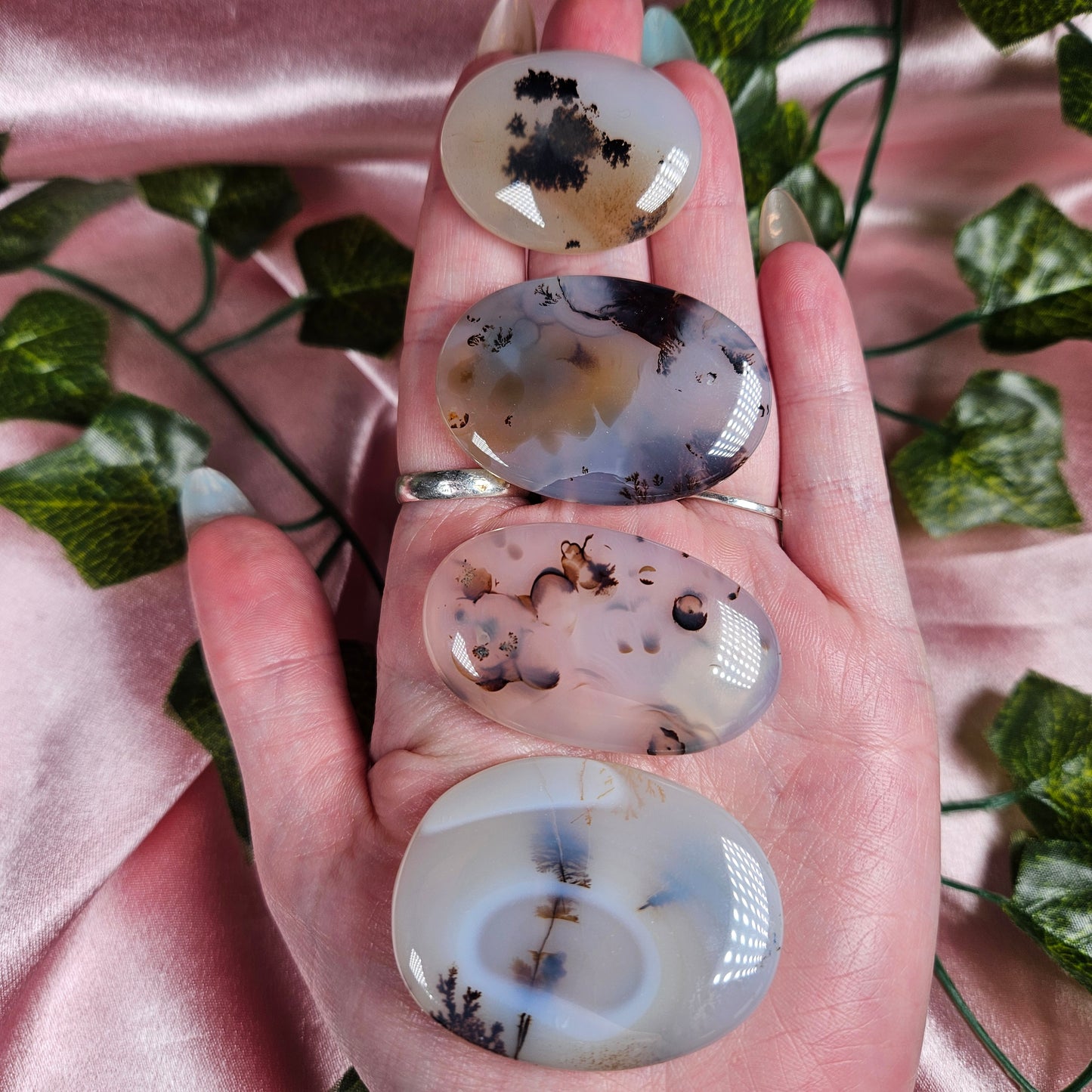 Dendritic agate flat stone/ cabochon