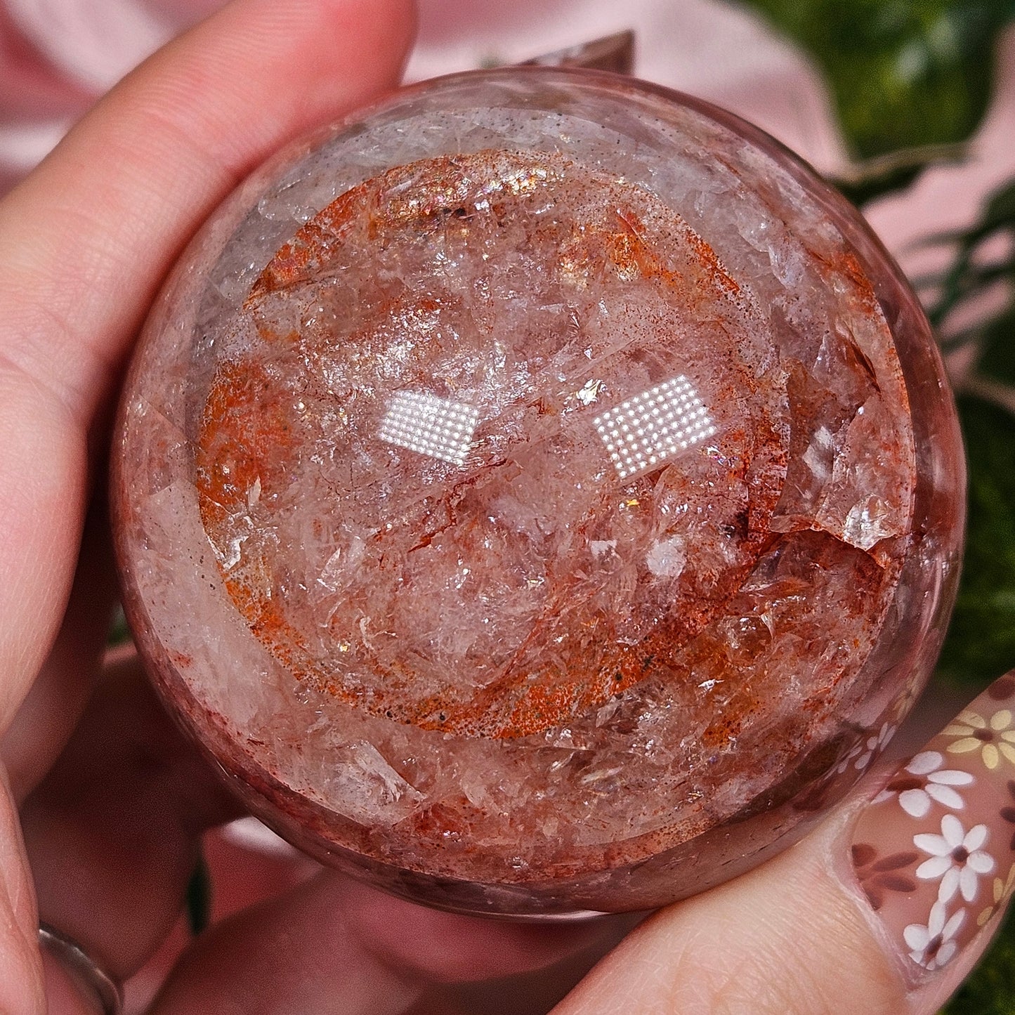 Fire quartz sphere