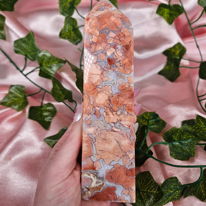 Cotton candy agate tower
