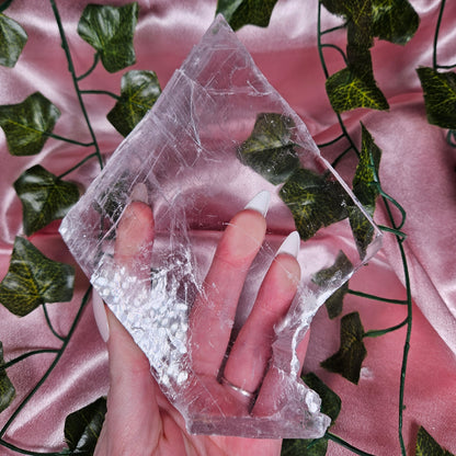 Light pink selenite slab