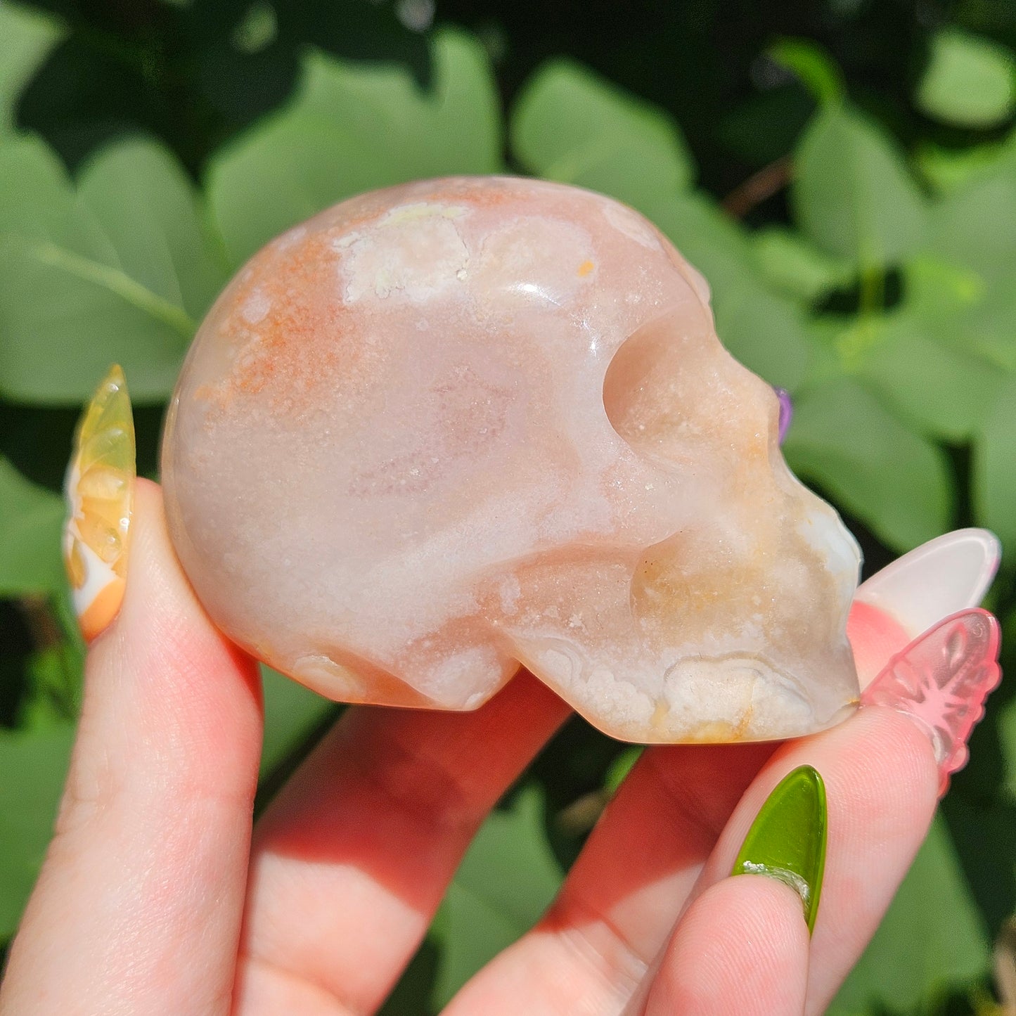 Flower agate skull
