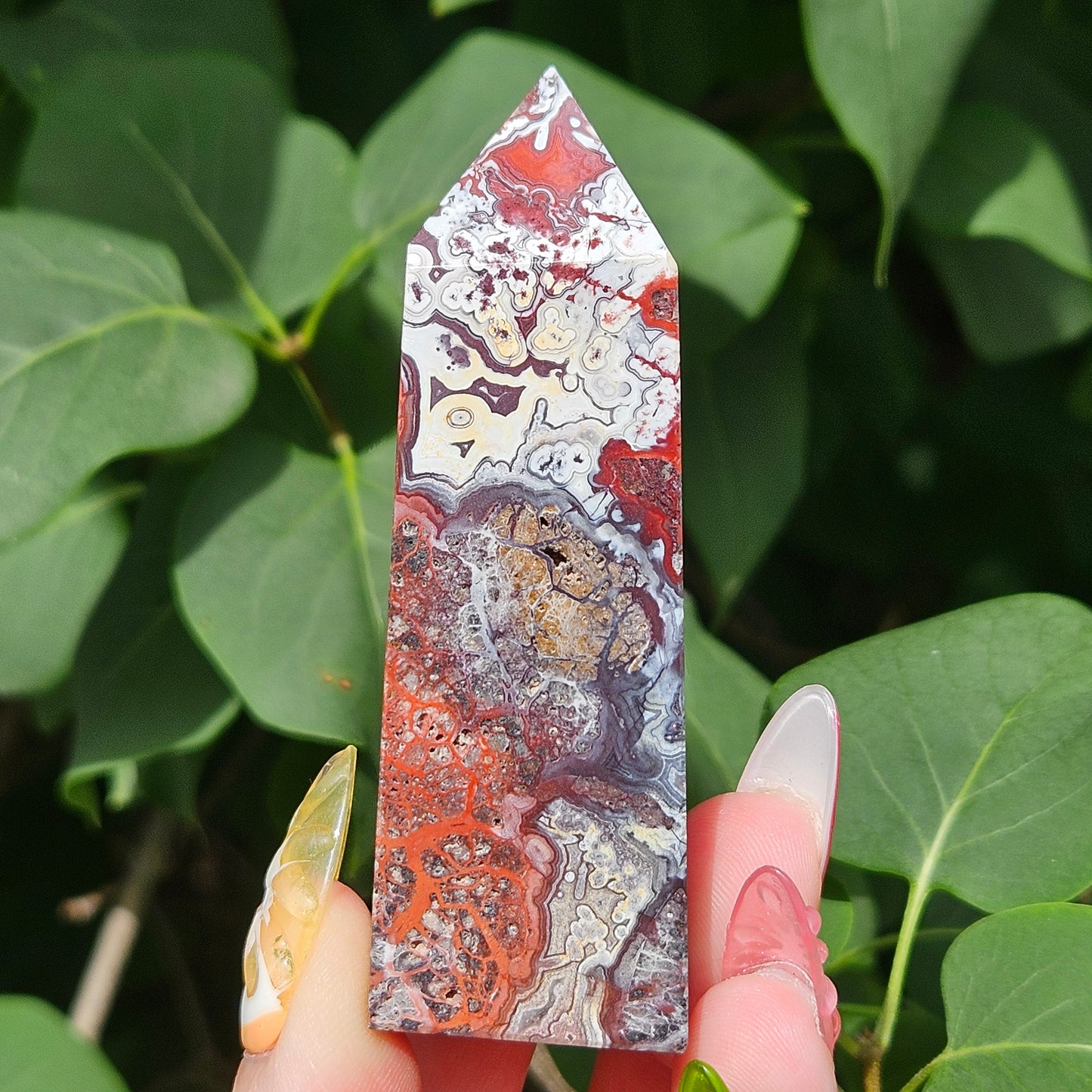 Mexican lace agate tower