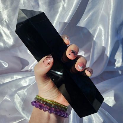 Black obsidian statement tower