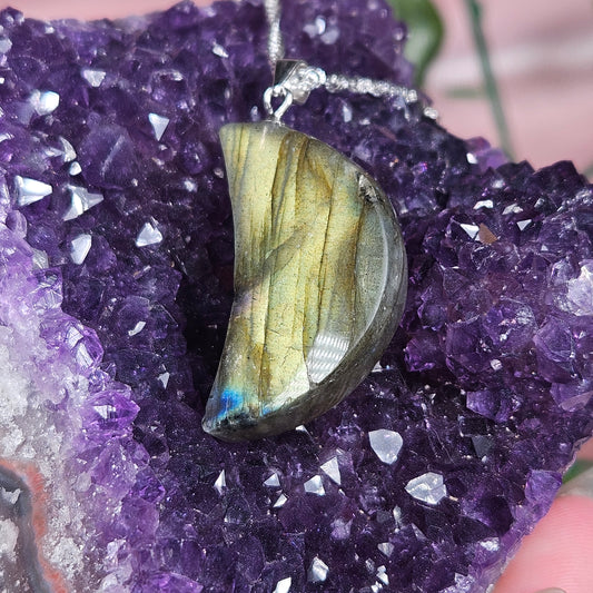 Labradorite moon necklace