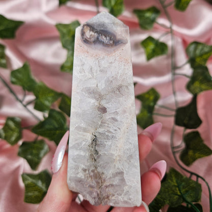 Druzy pink amethyst tower