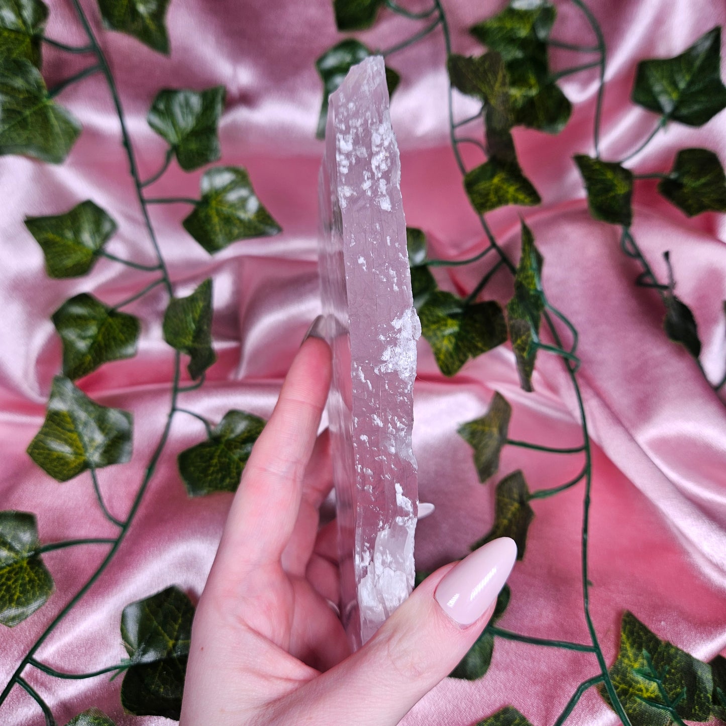 Light pink selenite slab