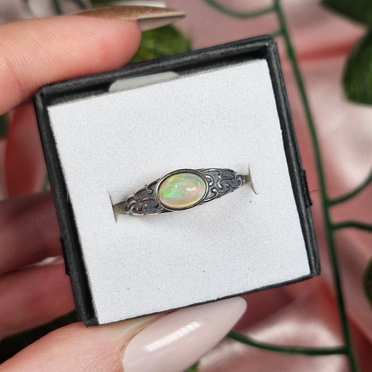 Adjustable S925 opal ring