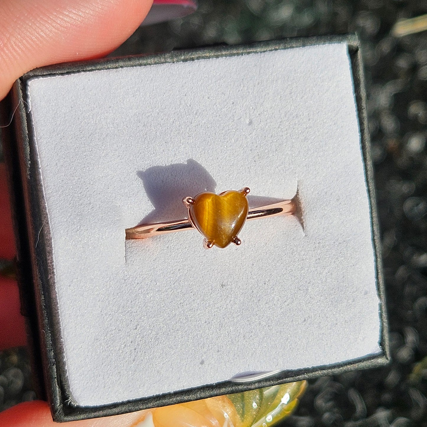 Tiger eye heart ring