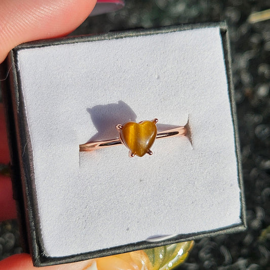Tiger eye heart ring