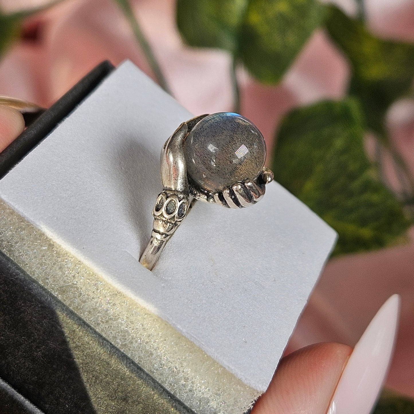 Adjustable S925 labradorite ring