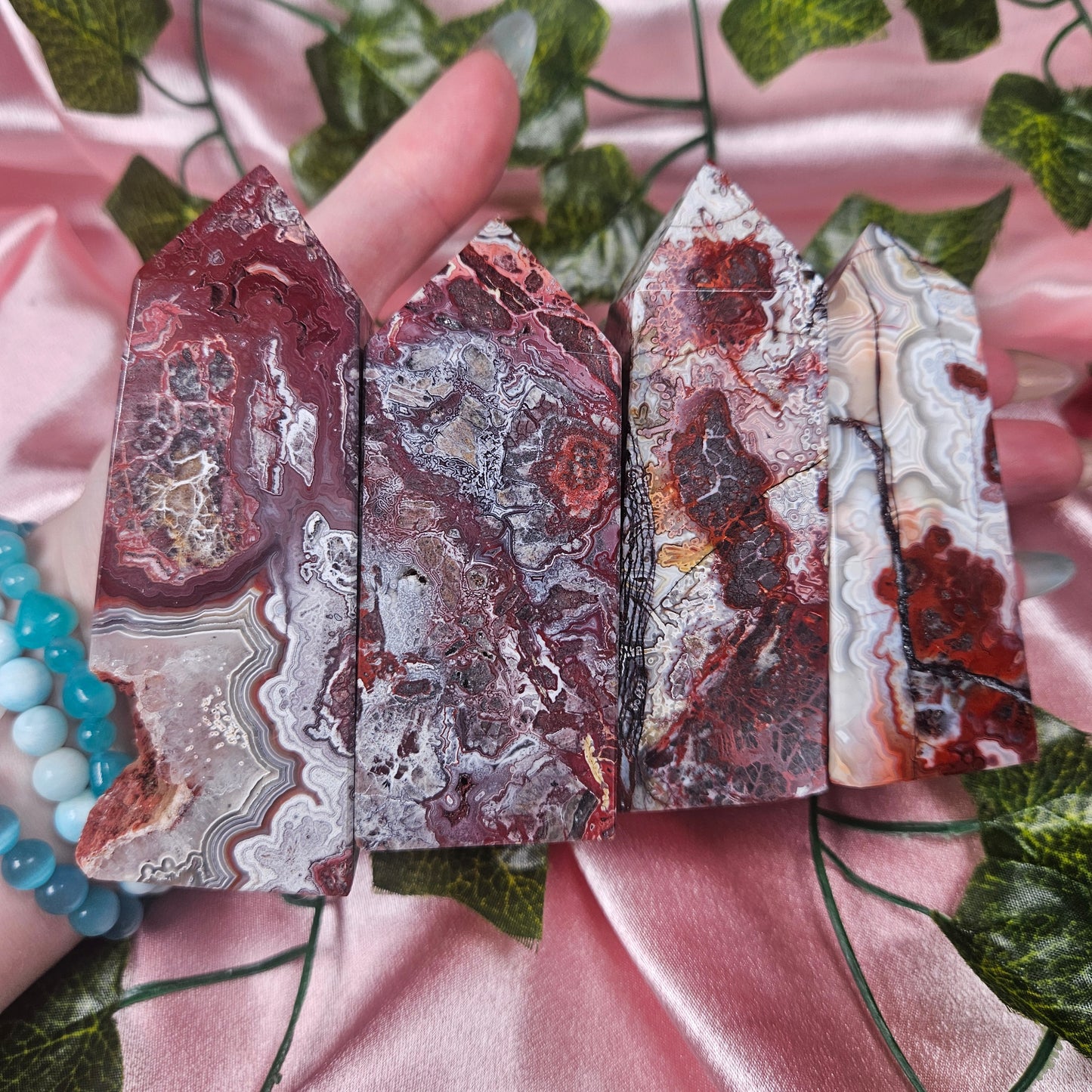 Mexican lace agate tower