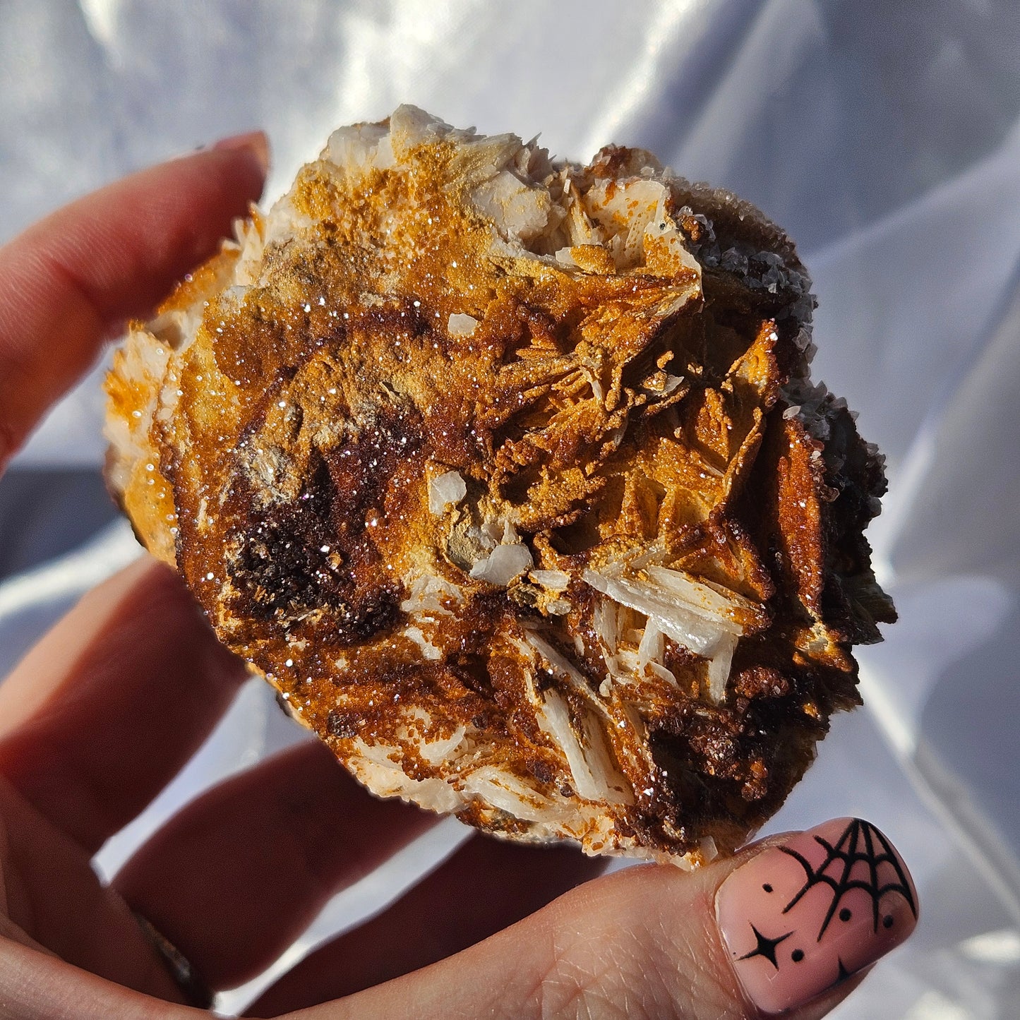 Vanadinite and stillbite specimen